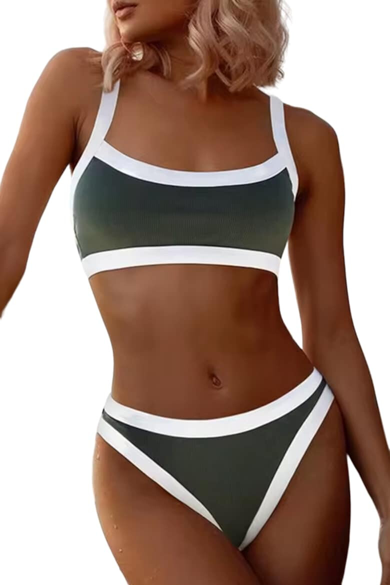 EFAYN.RO Costum de baie dama 2 piese model chic cu margine de contrast sutien cu bretele reglabile si chilot decupaj clasic tematica sport beach EFAYN - Pled.ro