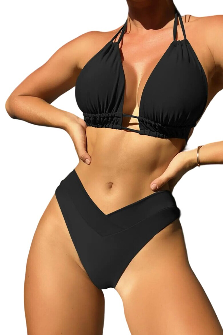 EFAYN.RO Costum de baie dama 2 piese model de vara clasic elegant sutien cu bretele reglabile chilot cu talie inalta si coapsa dezgolita tematica classy and hot bikini EFAYN - Pled.ro