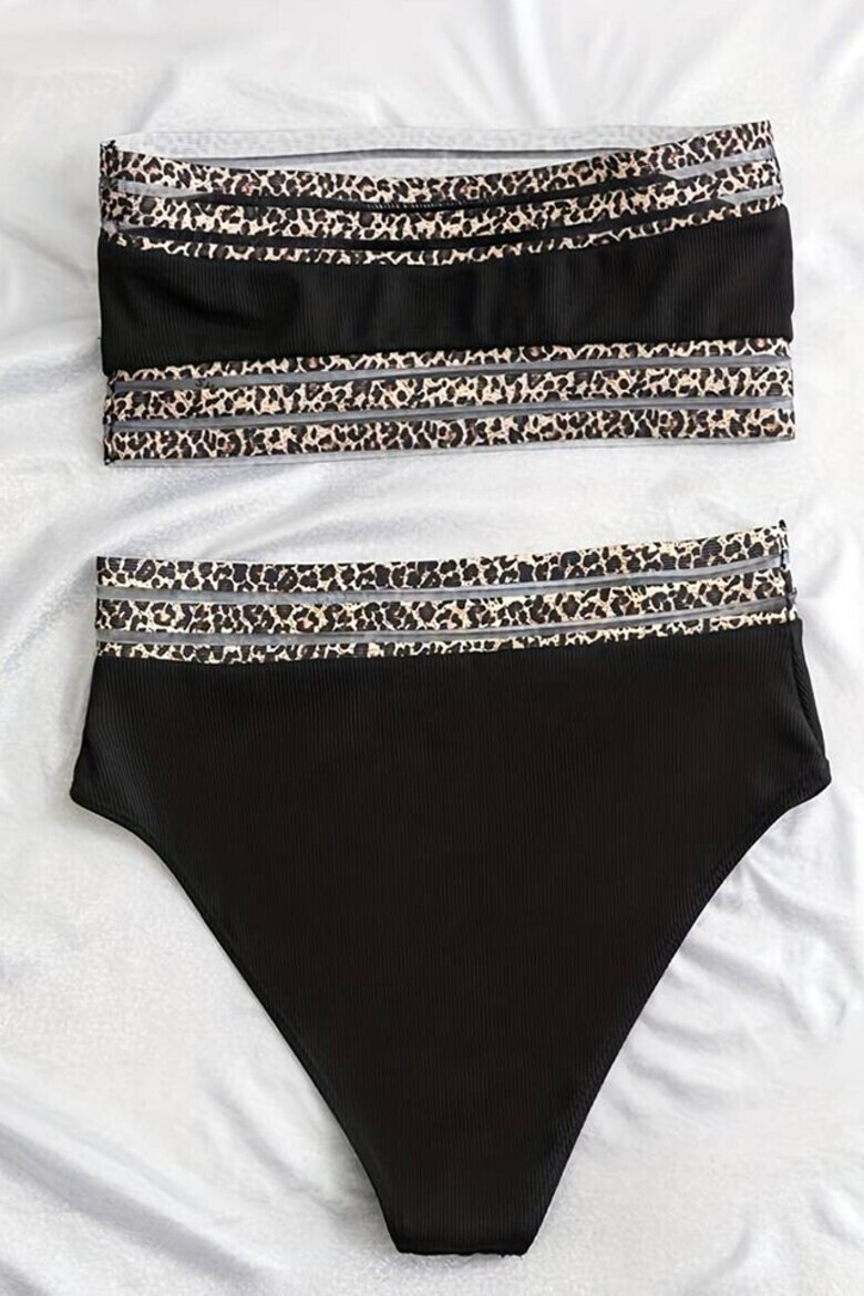 EFAYN.RO Costum de baie dama 2 piese model delicat incitant sutien tip bustiera si chilot talie inalta detalii transparente cu imprimeu animal print tematica cool summer EFAYN - Pled.ro