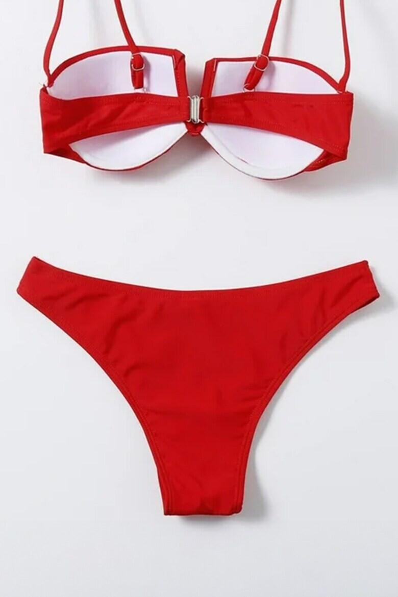 EFAYN.RO Costum de baie dama 2 piese model senzual sutien cu decolteu in V si chilot decupaj clasic croi ingust tematica red summer EFAYN - Pled.ro