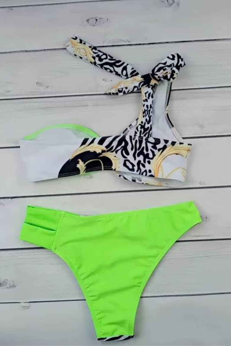 EFAYN.RO Costum de baie dama 2 piese sutien cu prindere pe un umar si accesoriu chilot brazilian imprimeu animal print EFAYN - Pled.ro