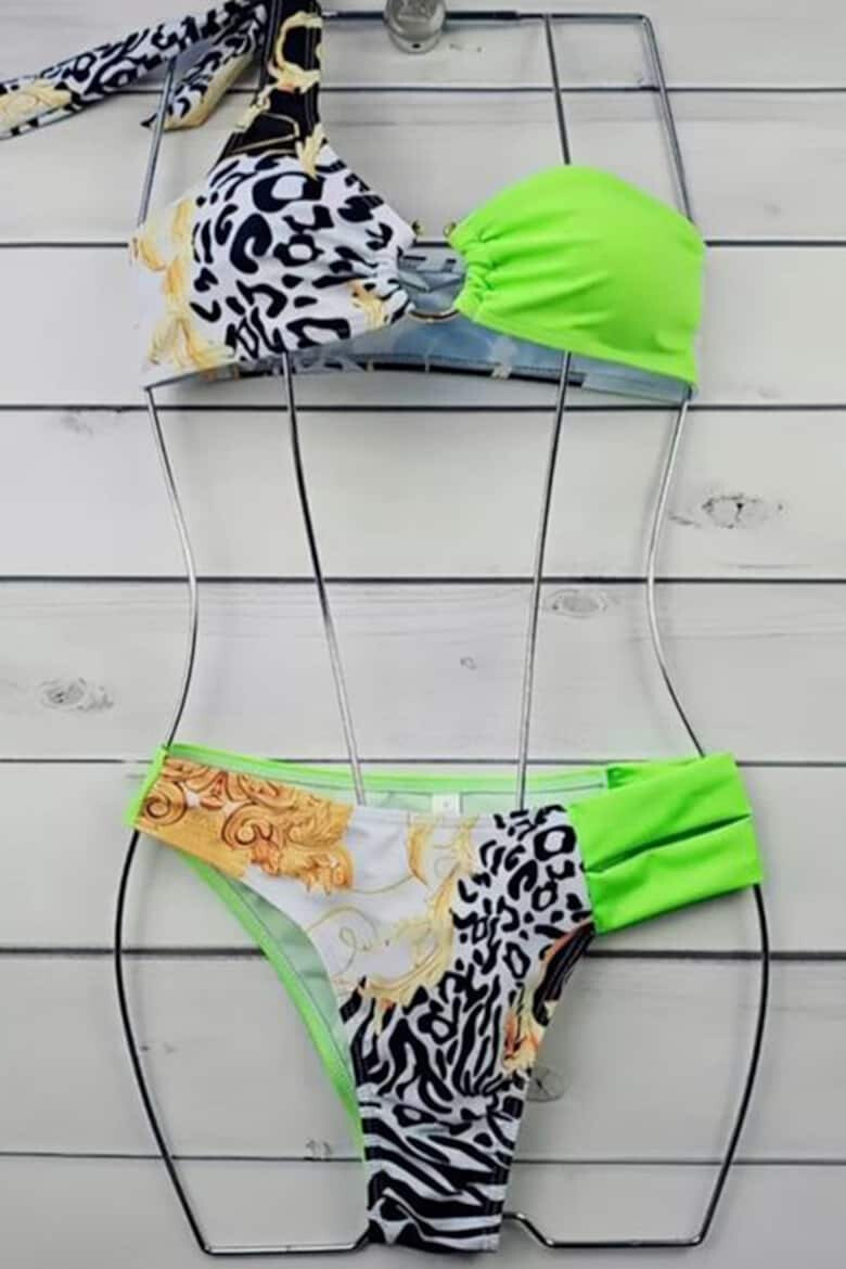 EFAYN.RO Costum de baie dama 2 piese sutien cu prindere pe un umar si accesoriu chilot brazilian imprimeu animal print EFAYN - Pled.ro