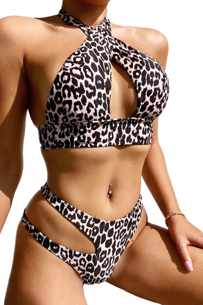 EFAYN.RO Costum de baie dama animal print 2 piese slip brazilian si sutien cu prindere in V EFAYN - Pled.ro