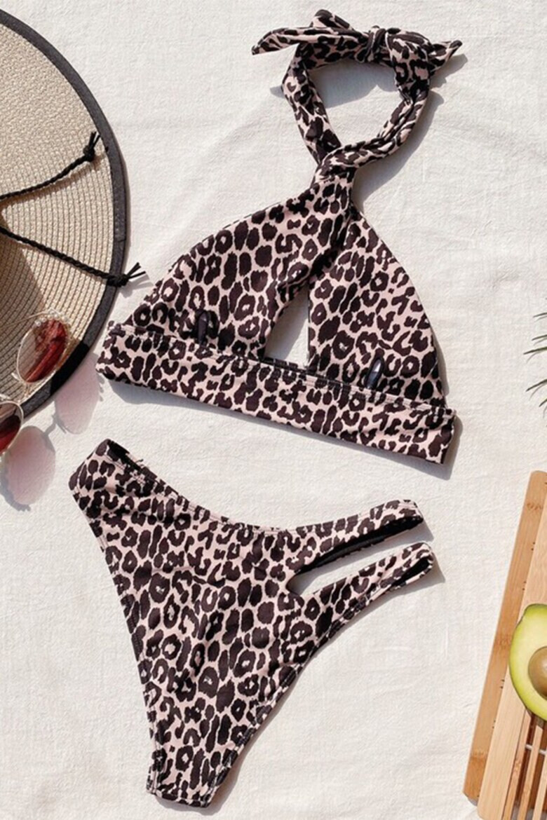 EFAYN.RO Costum de baie dama animal print 2 piese slip brazilian si sutien cu prindere in V EFAYN - Pled.ro