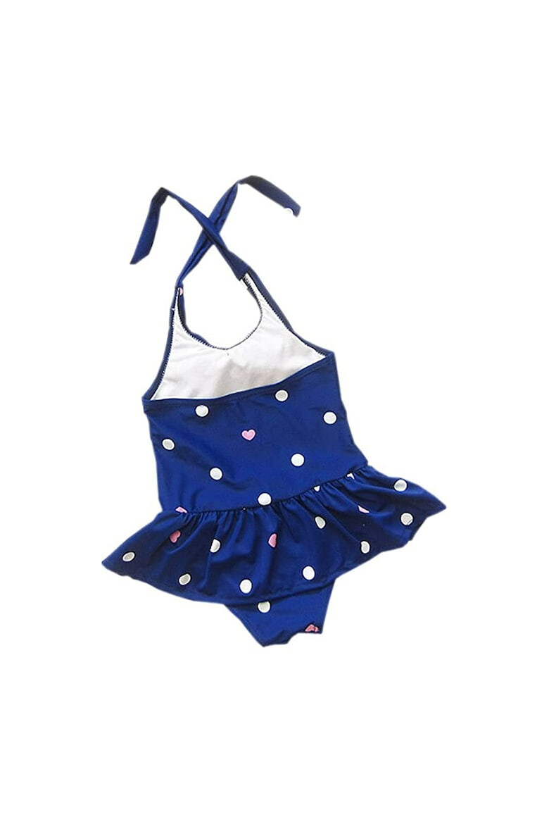 EFAYN.RO Costum de baie pentru fetite accesorizat cu bentita elastica prindere reglabila dupa gat model body tip fustita tematica buline vesele EFAYN - Pled.ro