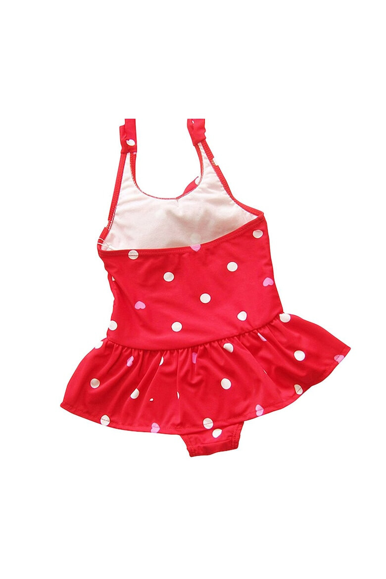 EFAYN.RO Costum de baie pentru fetite accesorizat cu bentita elastica prindere reglabila dupa gat model body tip fustita tematica buline vesele EFAYN - Pled.ro