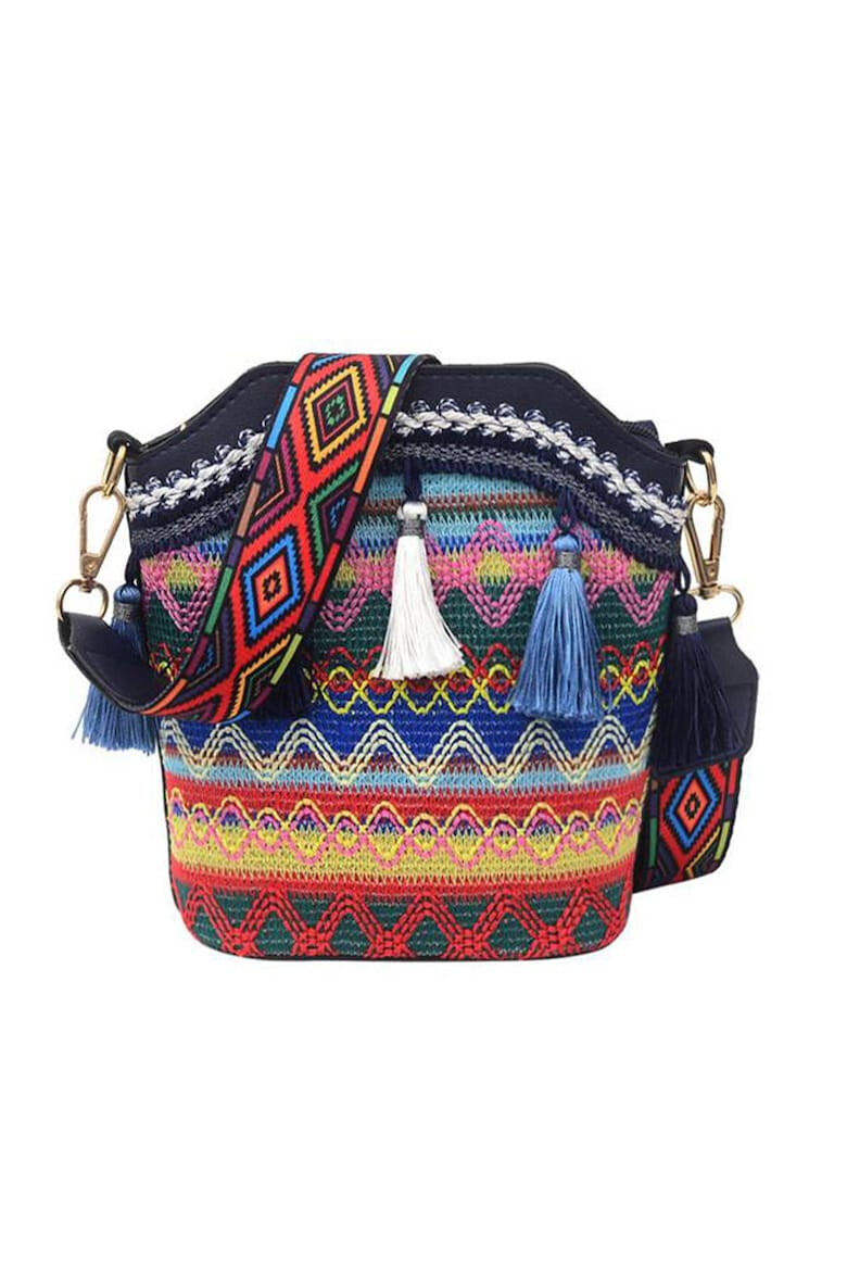 EFAYN.RO Geanta dama ciucurei si broderie model crossbody piele sintetica EFAYN - Pled.ro