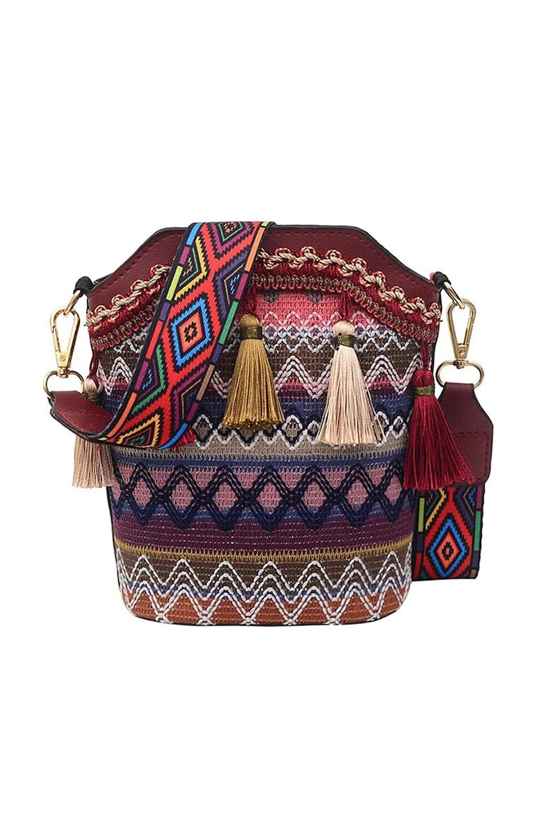 EFAYN.RO Geanta dama ciucurei si broderie model crossbody piele sintetica EFAYN - Pled.ro