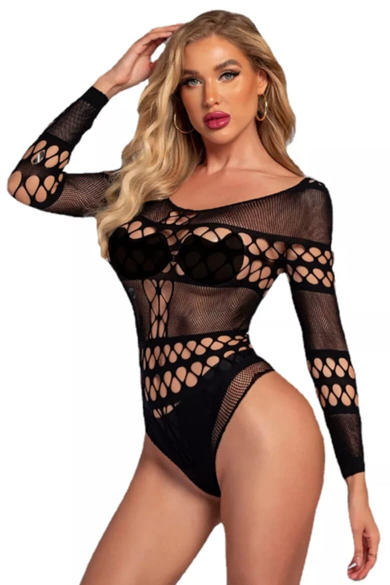 EFAYN.RO Lenjerie sexy body erotic maneci lungi plasa EFAYN - Pled.ro