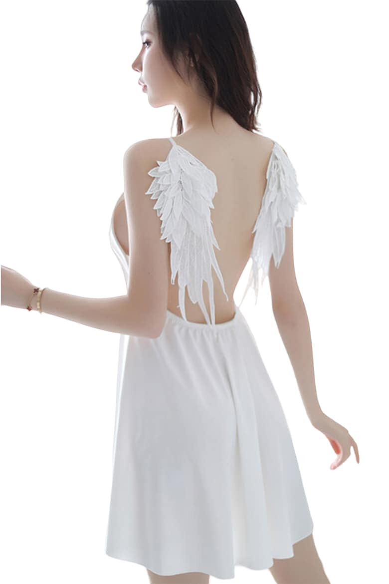 EFAYN.RO Lenjerie sexy dama rochie scurta cu decolteu in V model cu aripi de inger tematica I’m your angel EFAYN - Pled.ro