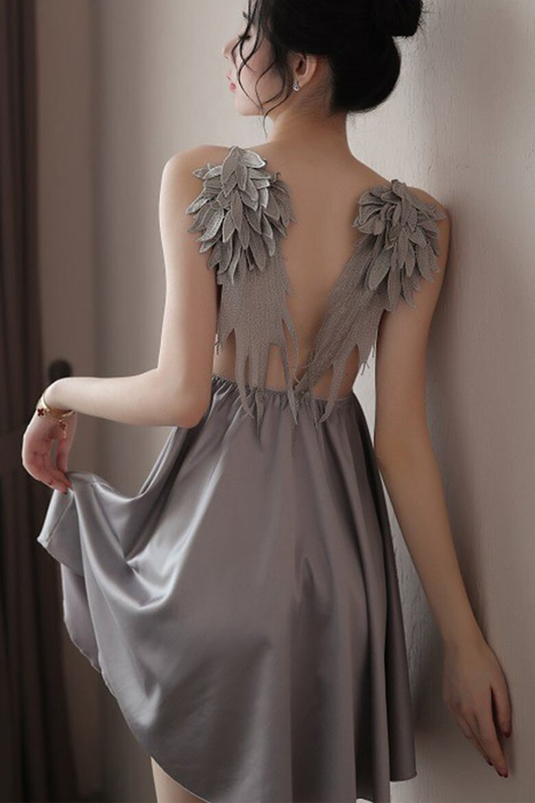 EFAYN.RO Lenjerie sexy dama rochie scurta cu decolteu in V model cu aripi de inger tematica I’m your angel EFAYN - Pled.ro