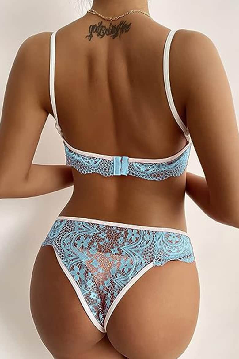 EFAYN.RO Lenjerie sexy dama set 2 piese sutien si chilot model contrast cu intaritura pe margine EFAYN - Pled.ro