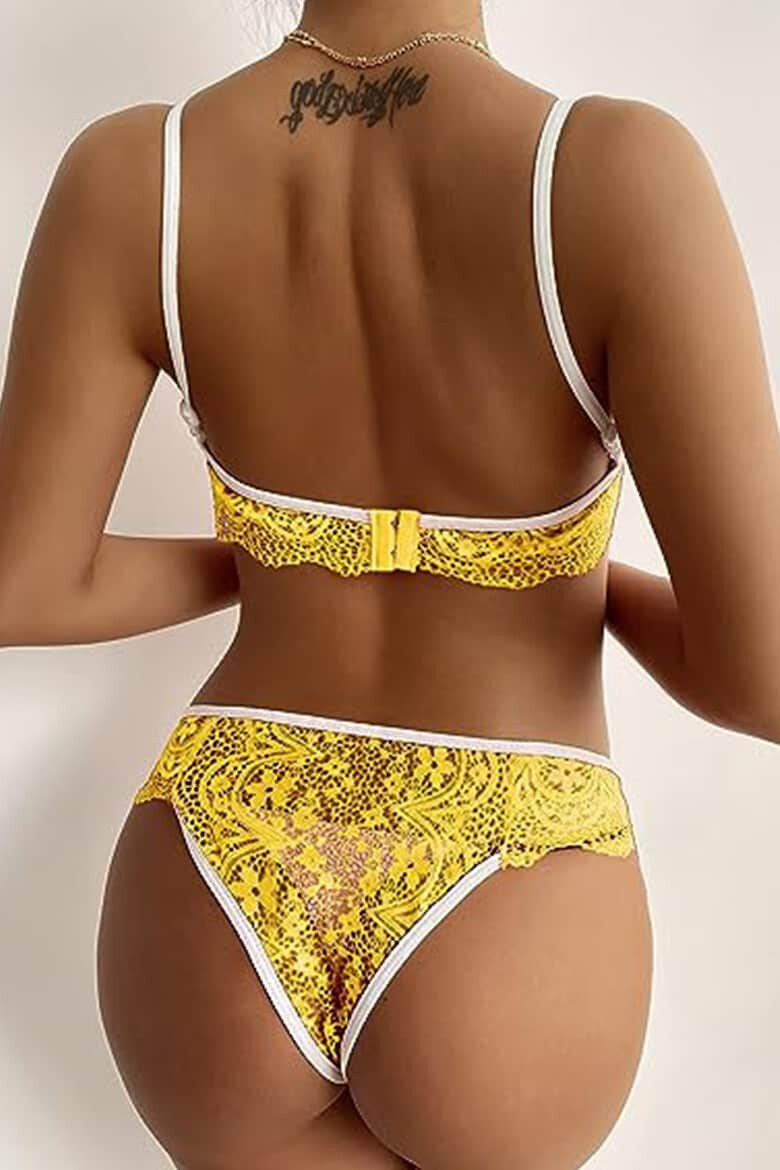 EFAYN.RO Lenjerie sexy dama set 2 piese sutien si chilot model contrast cu intaritura pe margine EFAYN - Pled.ro