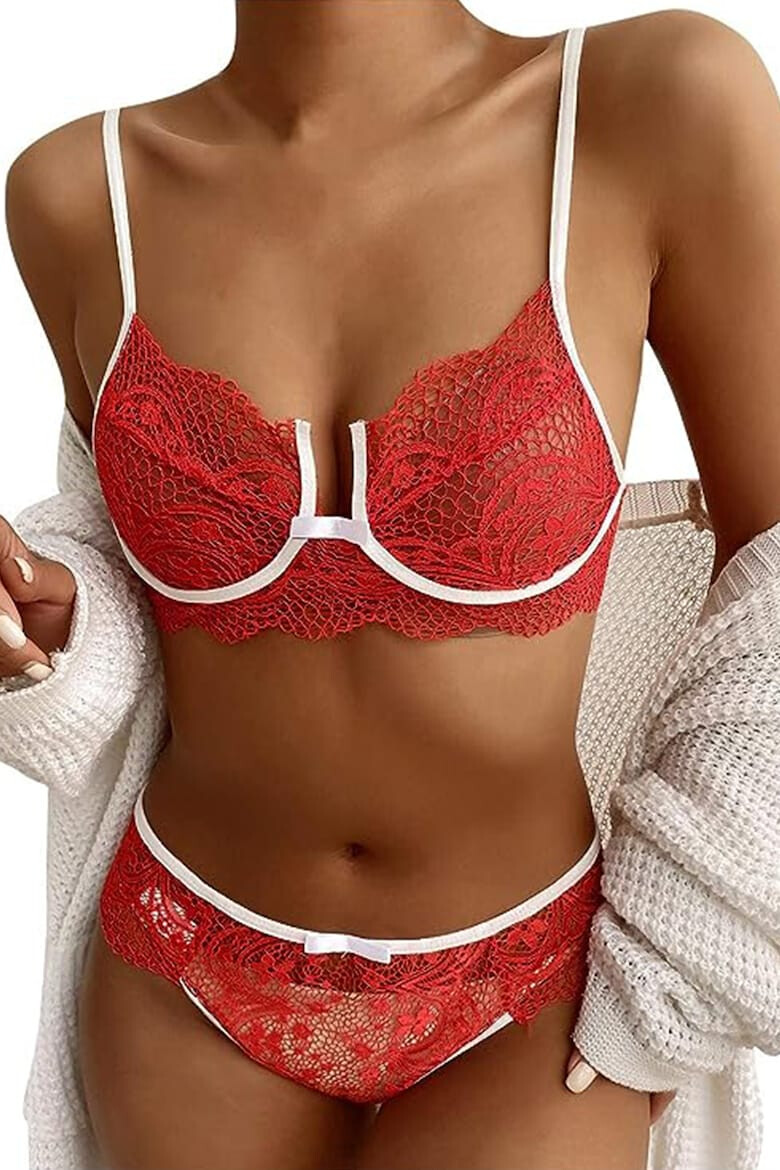 EFAYN.RO Lenjerie sexy dama set 2 piese sutien si chilot model contrast cu intaritura pe margine EFAYN - Pled.ro