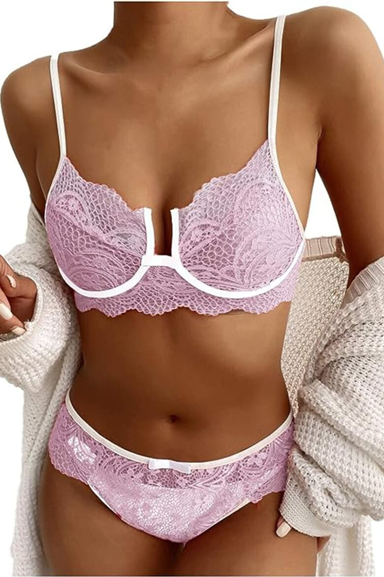 EFAYN.RO Lenjerie sexy dama set 2 piese sutien si chilot model contrast cu intaritura pe margine EFAYN - Pled.ro