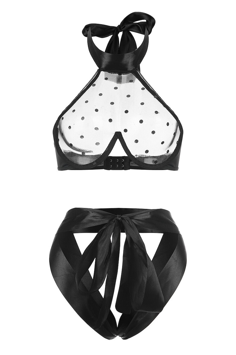 EFAYN.RO Lenjerie sexy dama set 2 piese sutien transparent prindere dupa gat si chilot tip funda bondage model special black EFAYN - Pled.ro