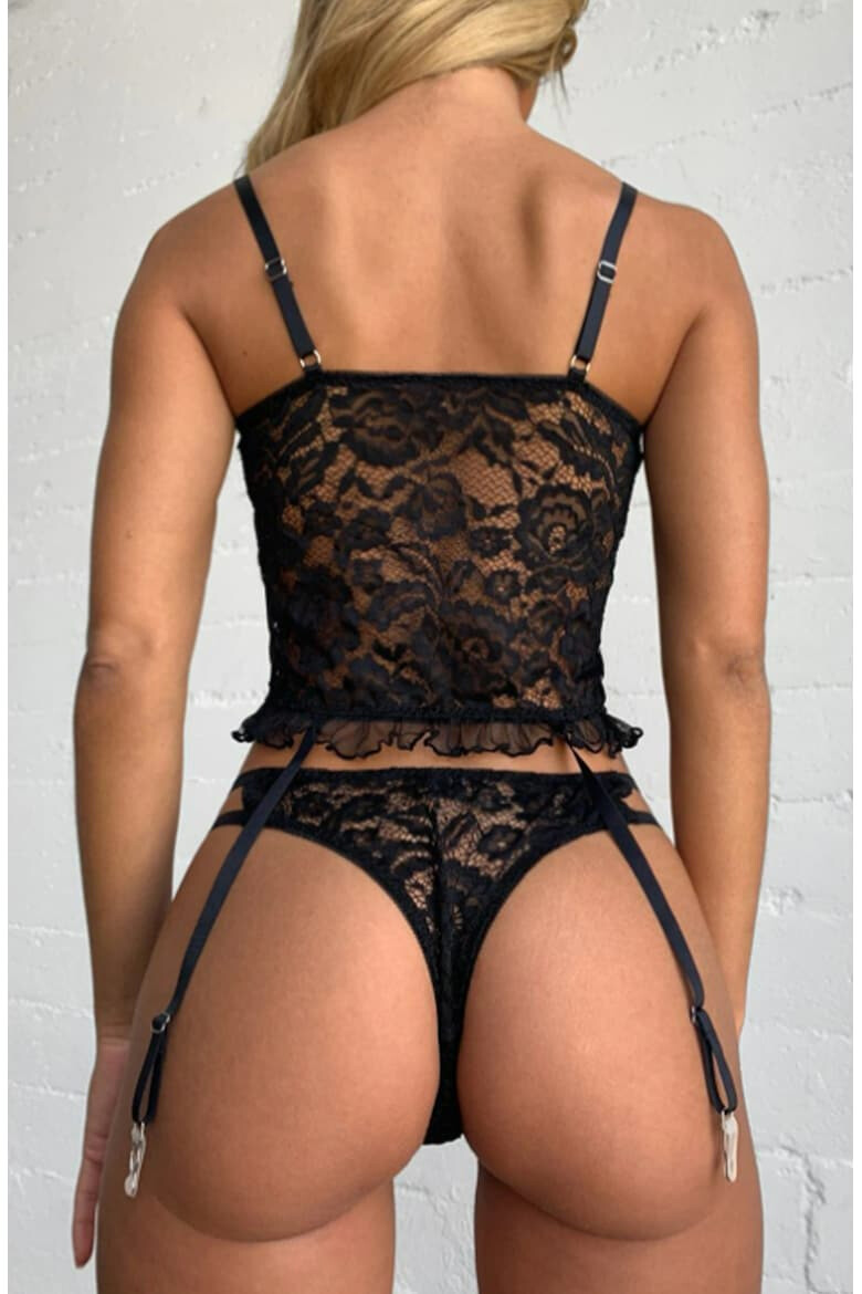 EFAYN.RO Lenjerie sexy dama set 2 piese top tip corset cu portjartier si chilot model timid senzual EFAYN - Pled.ro