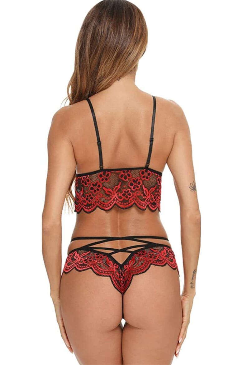 EFAYN.RO Lenjerie sexy set din 2 piese sutien tip bustiera si chiloti stil brazilian dantela delicata EFAYN - Pled.ro