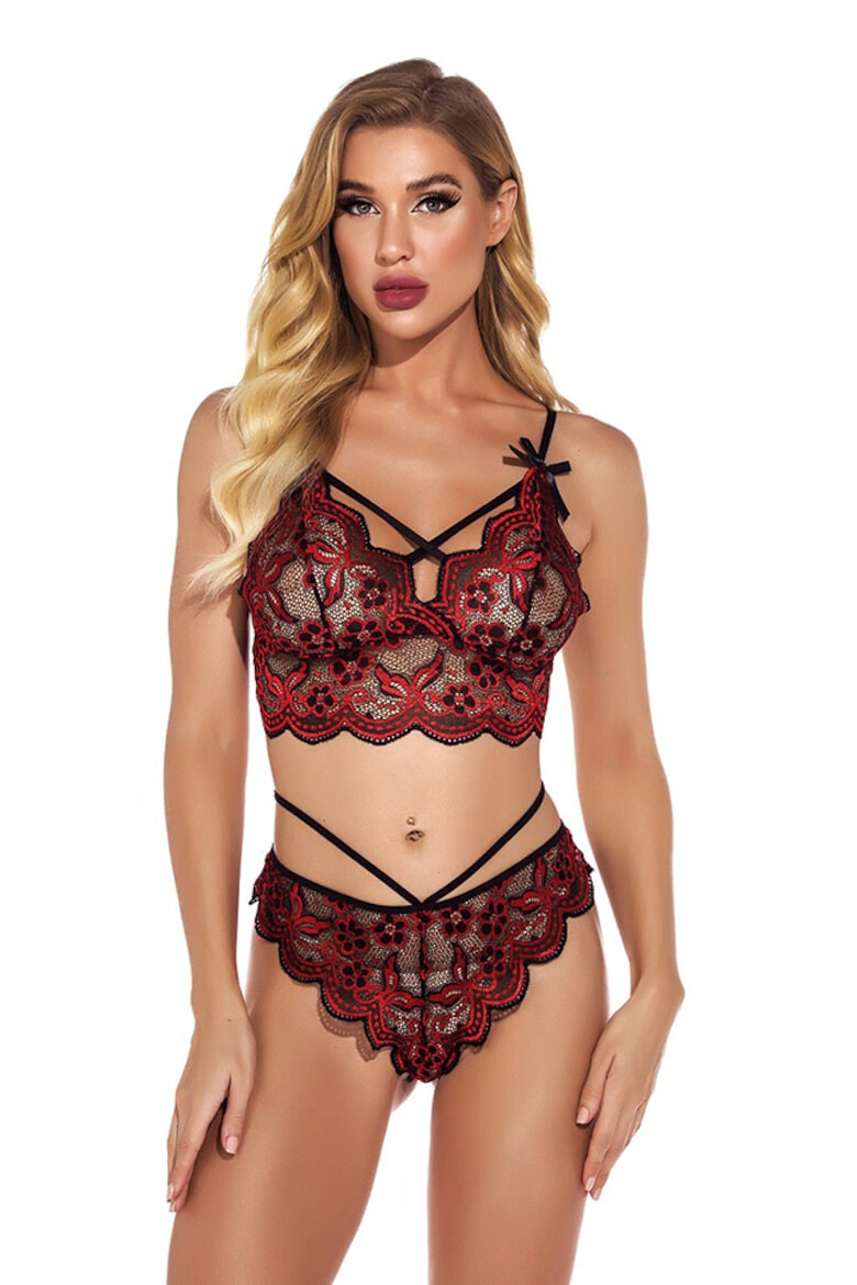 EFAYN.RO Lenjerie sexy set din 2 piese sutien tip bustiera si chiloti stil brazilian dantela delicata EFAYN - Pled.ro