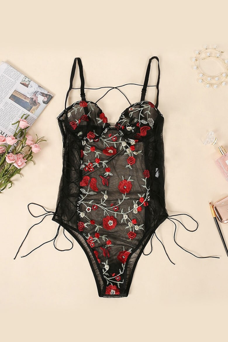 EFAYN.RO Lenjerie tip body sexy dantela cu motiv floral EFAYN - Pled.ro