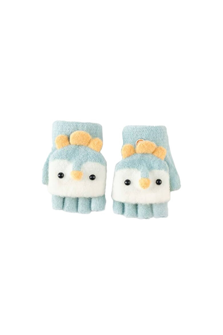 EFAYN.RO Manusi pentru copii model cu degetele descoperite si capac decapotabil accesorizate cu pinguini poznasi tematica happy feet EFAYN - Pled.ro