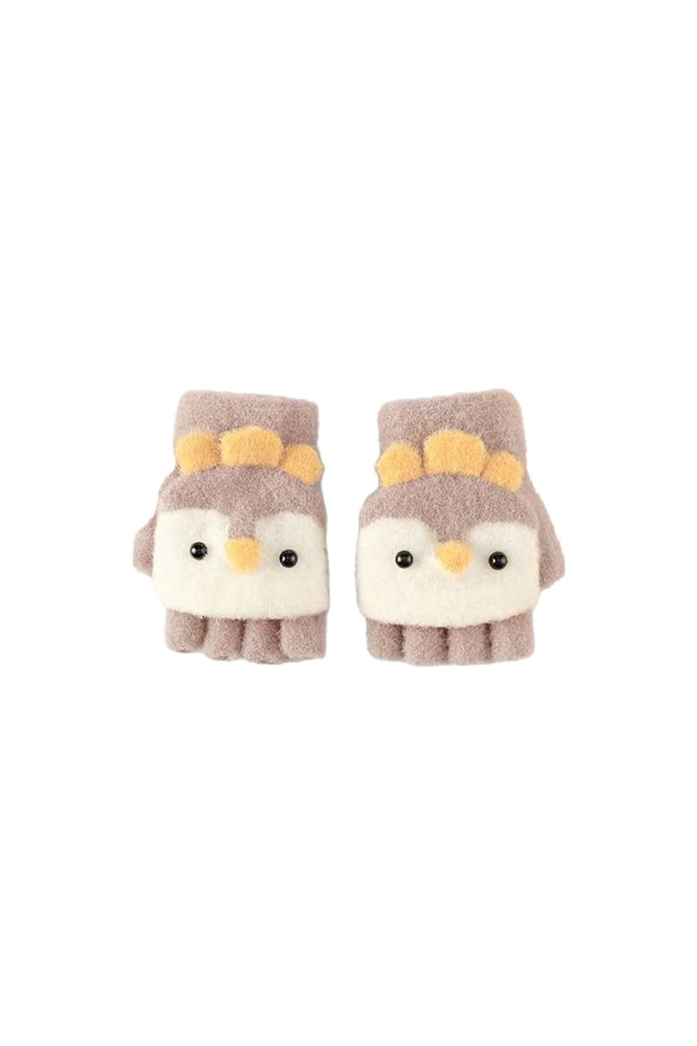 EFAYN.RO Manusi pentru copii model cu degetele descoperite si capac decapotabil accesorizate cu pinguini poznasi tematica happy feet EFAYN - Pled.ro