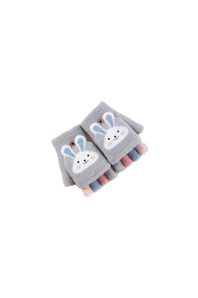 EFAYN.RO Manusi pentru copii model cu degetele descoperite si capac decapotabil prindere cu nasturel accesorizate cu iepuras manseta elastica tematica cute bunny EFAYN - Pled.ro