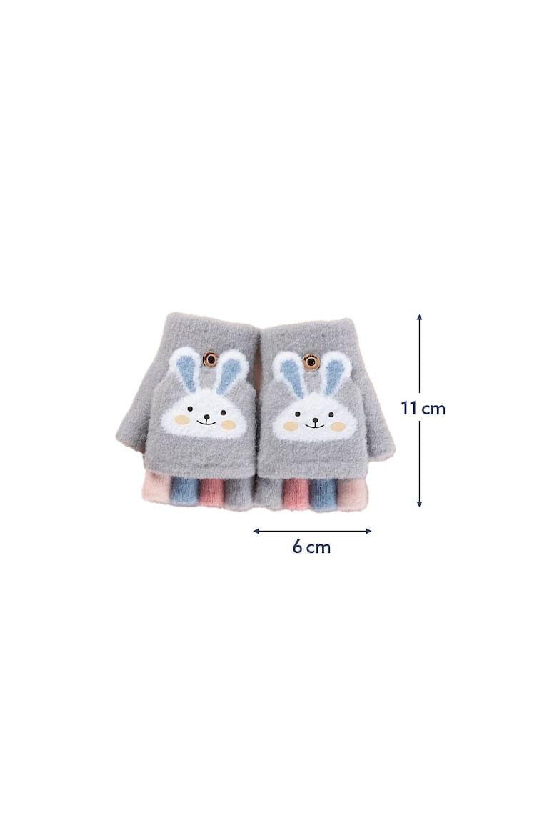 EFAYN.RO Manusi pentru copii model cu degetele descoperite si capac decapotabil prindere cu nasturel accesorizate cu iepuras manseta elastica tematica cute bunny EFAYN - Pled.ro