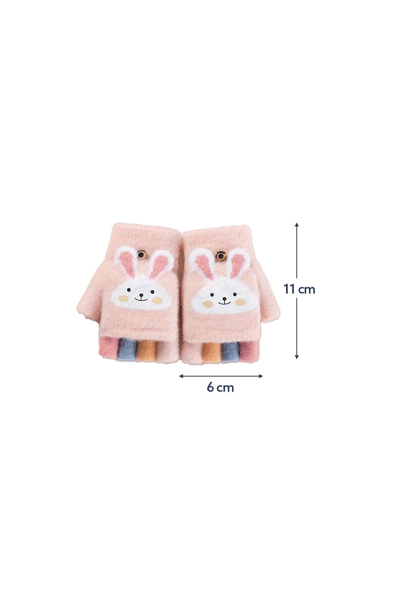 EFAYN.RO Manusi pentru copii model cu degetele descoperite si capac decapotabil prindere cu nasturel accesorizate cu iepuras manseta elastica tematica cute bunny EFAYN - Pled.ro