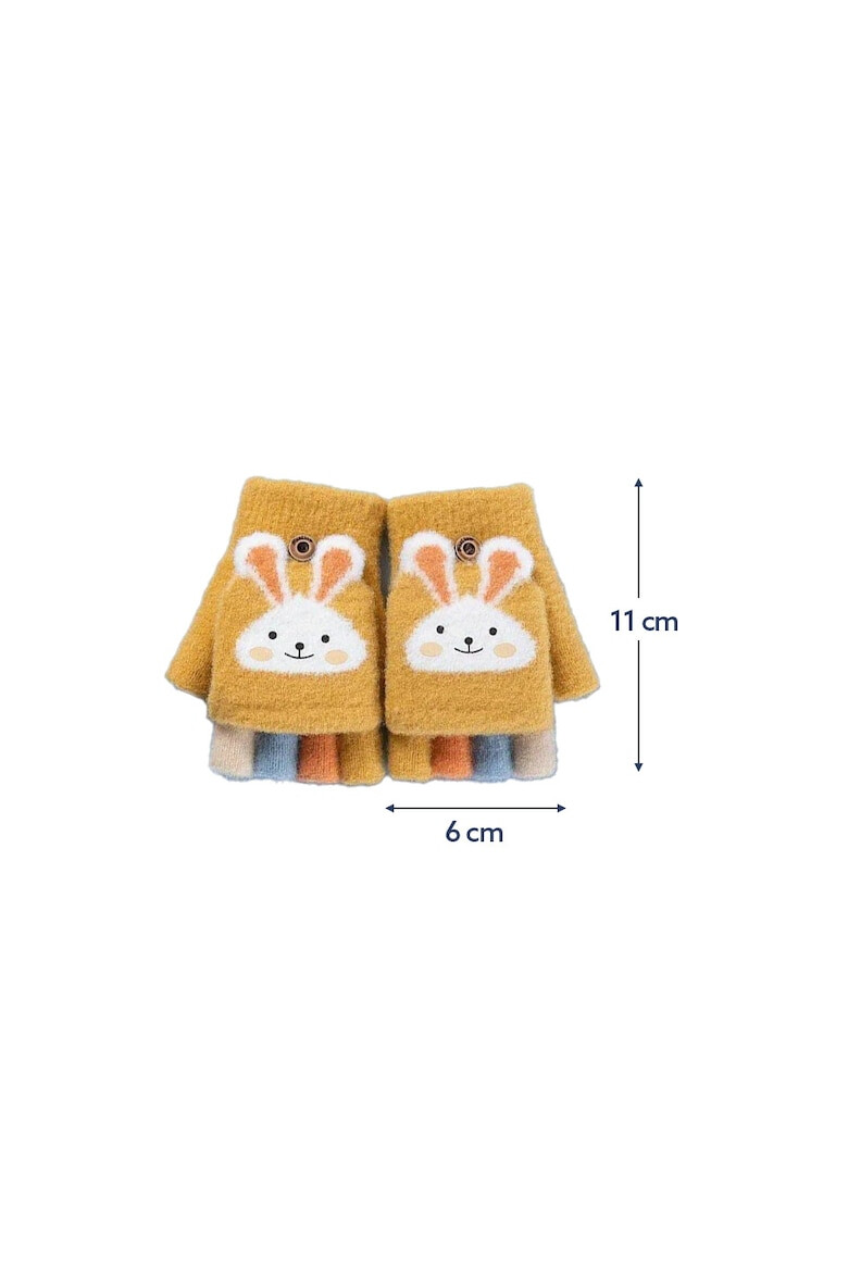 EFAYN.RO Manusi pentru copii model cu degetele descoperite si capac decapotabil prindere cu nasturel accesorizate cu iepuras manseta elastica tematica cute bunny EFAYN - Pled.ro