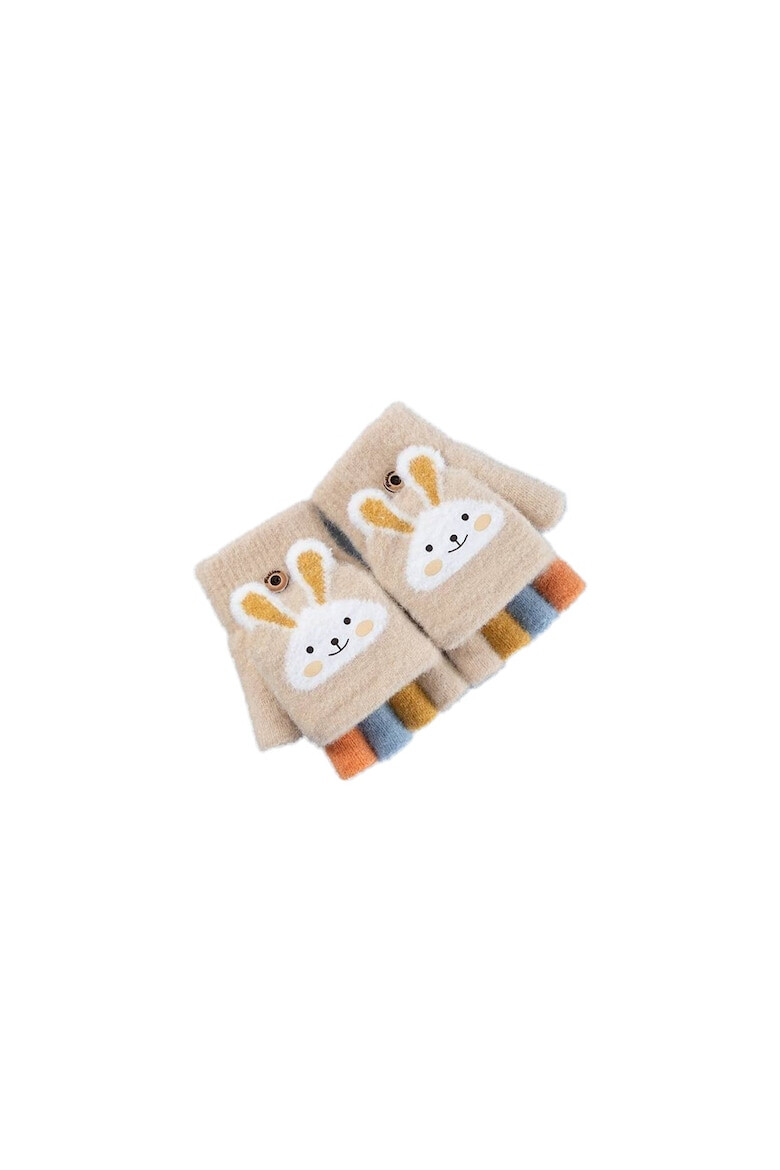 EFAYN.RO Manusi pentru copii model cu degetele descoperite si capac decapotabil prindere cu nasturel accesorizate cu iepuras manseta elastica tematica cute bunny EFAYN - Pled.ro