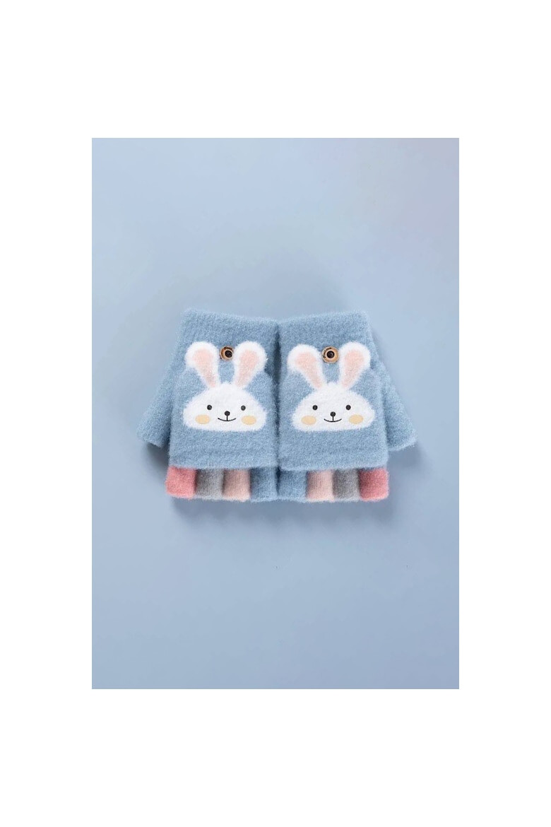 EFAYN.RO Manusi pentru copii model cu degetele descoperite si capac decapotabil prindere cu nasturel accesorizate cu iepuras manseta elastica tematica cute bunny EFAYN - Pled.ro