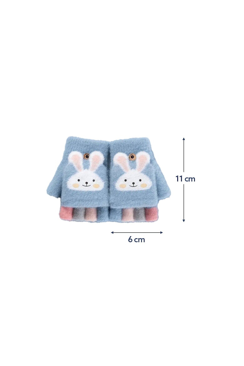 EFAYN.RO Manusi pentru copii model cu degetele descoperite si capac decapotabil prindere cu nasturel accesorizate cu iepuras manseta elastica tematica cute bunny EFAYN - Pled.ro