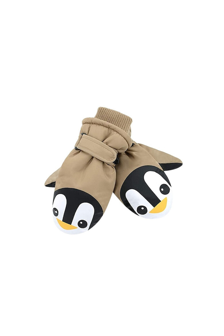 EFAYN.RO Manusi pentru copii model cu un singur deget manseta elastica si prindere reglabila waterproof imprimeu haios cu pinguin vesel tematica let’s play outside EFAYN - Pled.ro