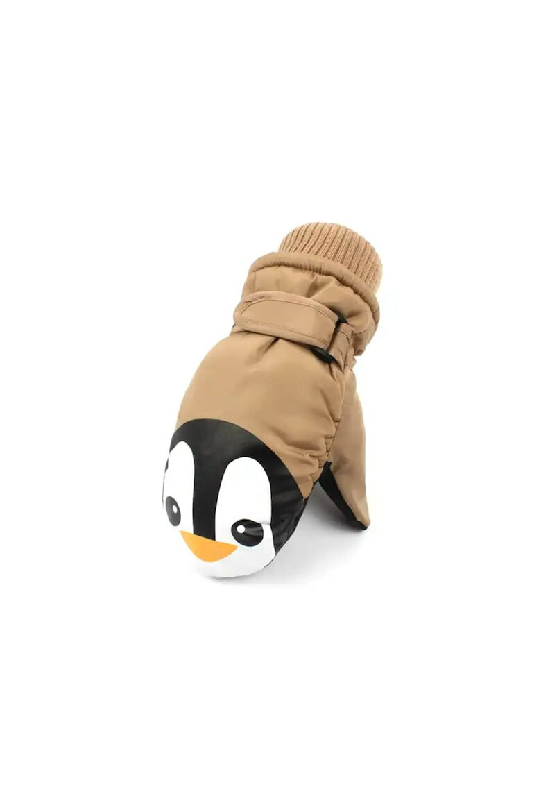 EFAYN.RO Manusi pentru copii model cu un singur deget manseta elastica si prindere reglabila waterproof imprimeu haios cu pinguin vesel tematica let’s play outside EFAYN - Pled.ro