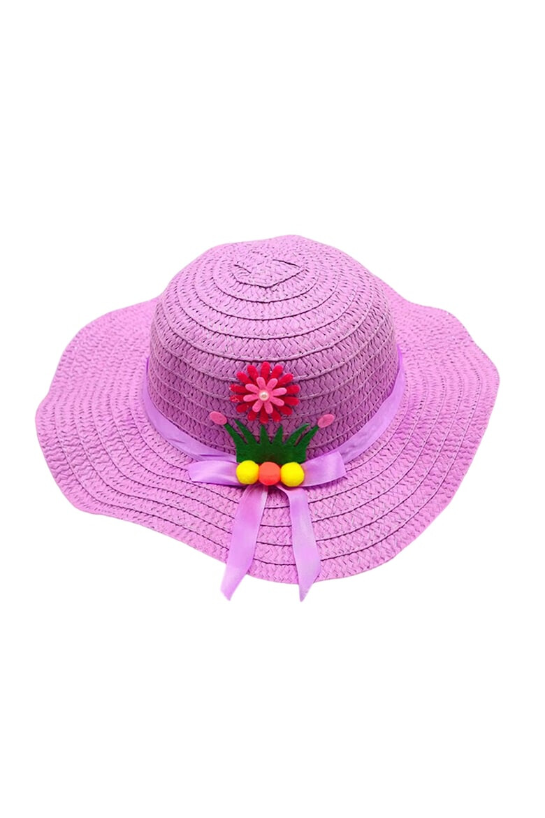 EFAYN.RO Palarie de soare copii model chic de vara pentru fetite accesorizat cu flori si panglica prindere sub barbie margine ondulata tematica cute summer EFAYN - Pled.ro