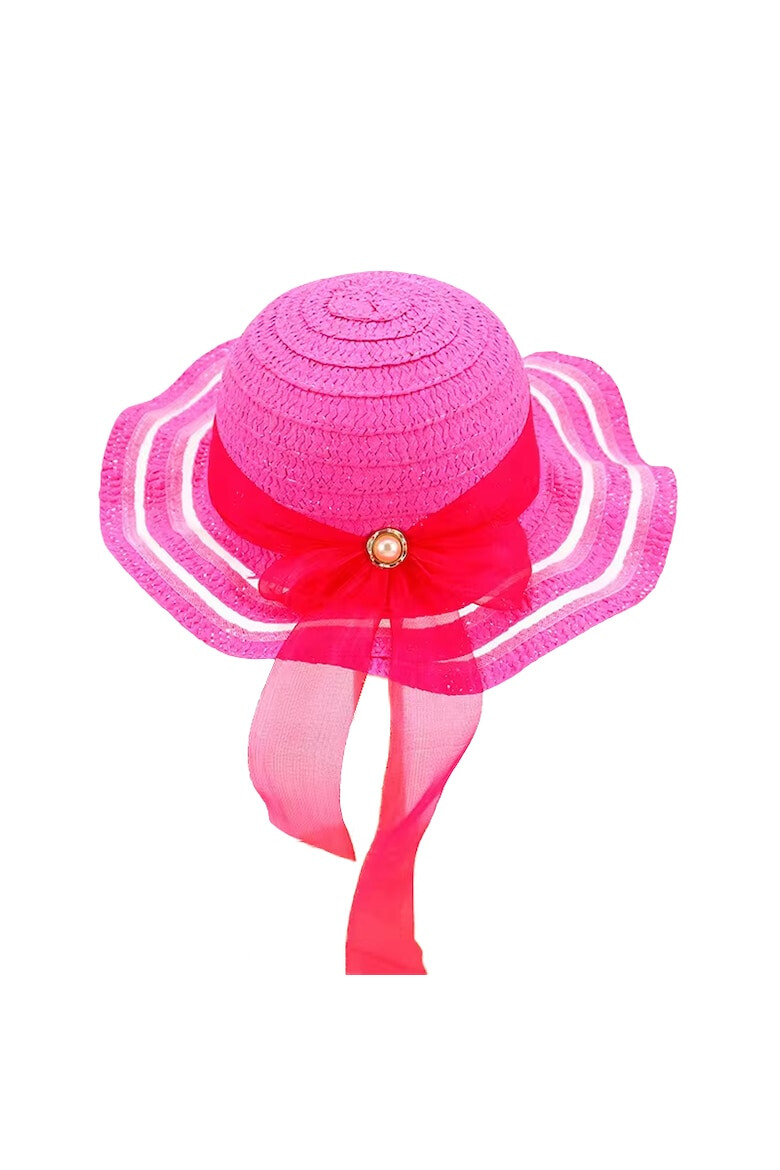 EFAYN.RO Palarie de soare copii model cute de vara pentru fetite accesorizat cu funda pretioasa cu detaliu fashion prindere sub barbie margine ondulata tematica elegant summer EFAYN - Pled.ro