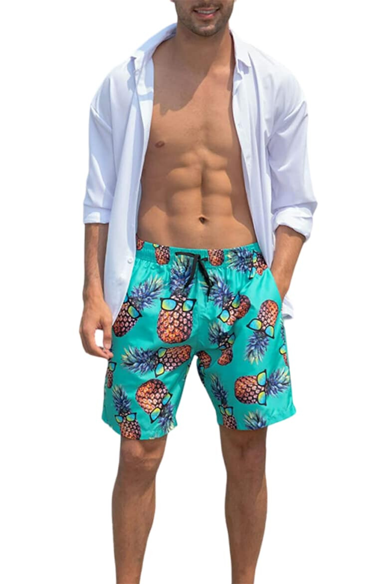 EFAYN.RO Pantaloni scurti de baie tip sort barbati imprimeu ananas amuzant model cool summer uscare rapida EFAYN - Pled.ro