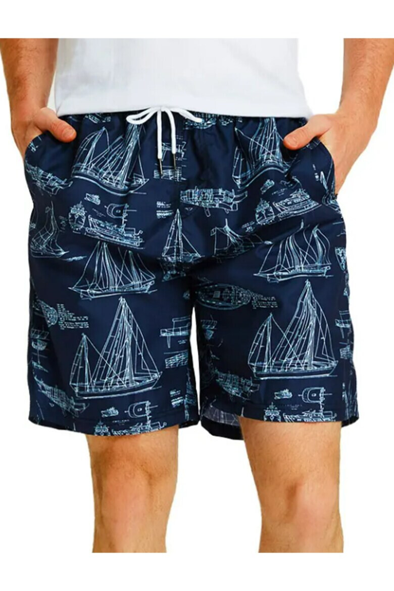 EFAYN.RO Pantaloni scurti de baie tip sort barbati imprimeu barci sailing model sailing life uscare rapida EFAYN - Pled.ro