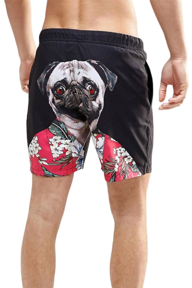 EFAYN.RO Pantaloni scurti de baie tip sort barbati imprimeu pug haios model cool animal summer uscare rapida EFAYN - Pled.ro