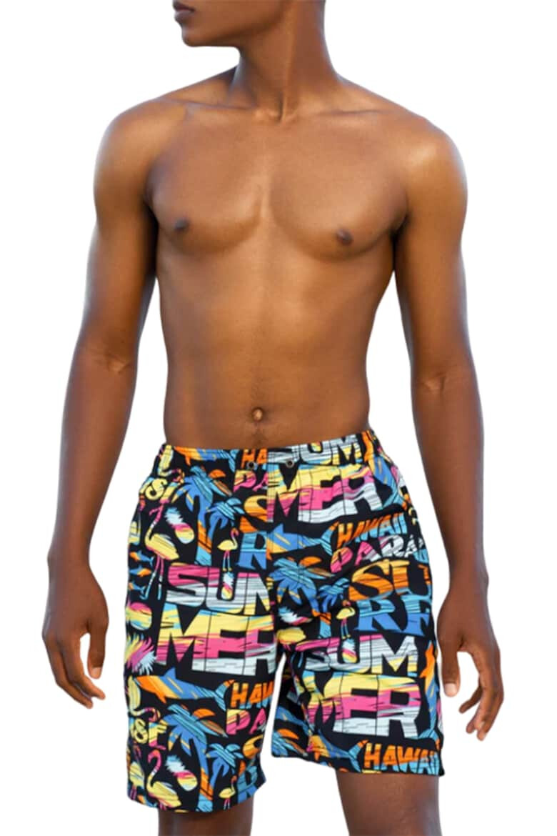 EFAYN.RO Pantaloni scurti de baie tip sort barbati model beach party imprimeu summer surf buzunar cu scai uscare rapida EFAYN - Pled.ro