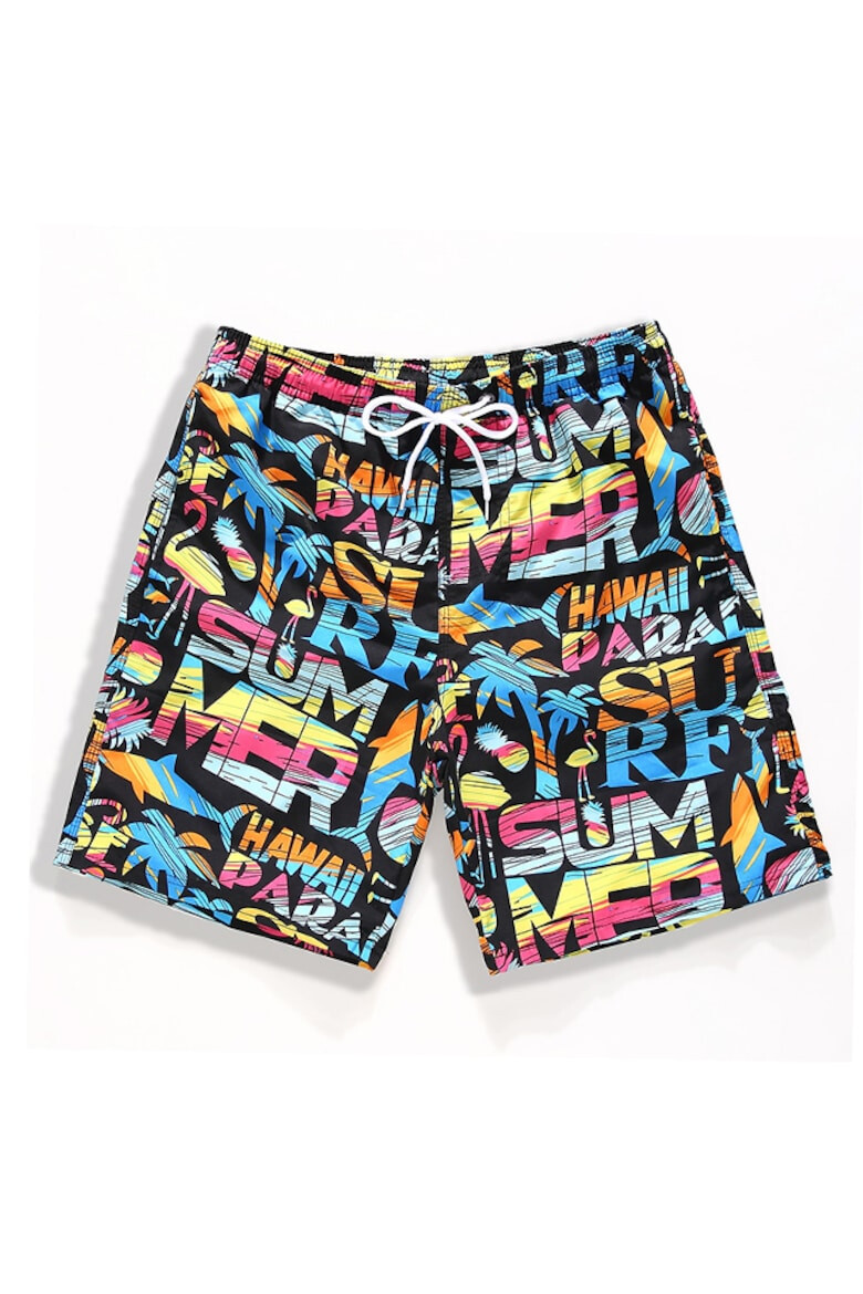 EFAYN.RO Pantaloni scurti de baie tip sort barbati model beach party imprimeu summer surf buzunar cu scai uscare rapida EFAYN - Pled.ro