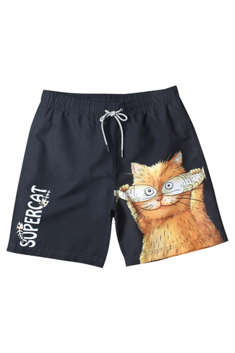 EFAYN.RO Pantaloni scurti de baie tip sort barbati model super cat imprimeu pisica nebuna uscare rapida EFAYN - Pled.ro