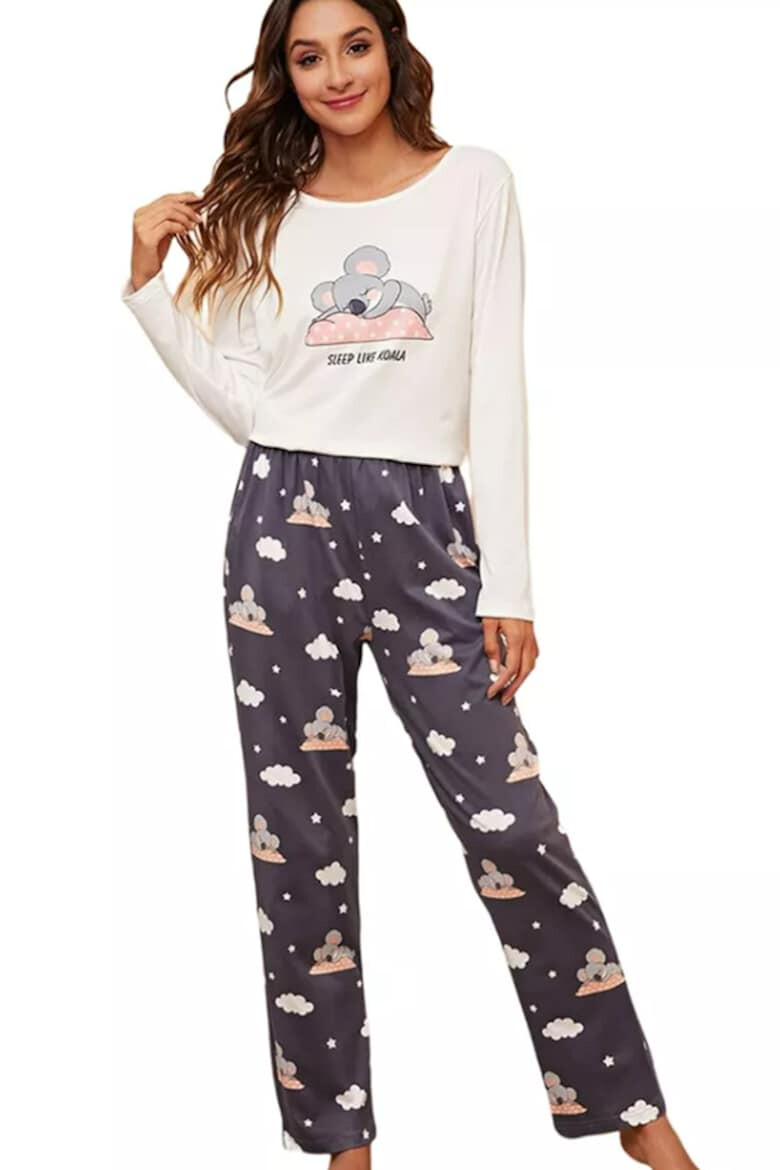 EFAYN.RO Pijama dama set 2 piese bluza maneca lunga si pantalon lung cu imprimeu koala somnoros EFAYN - Pled.ro