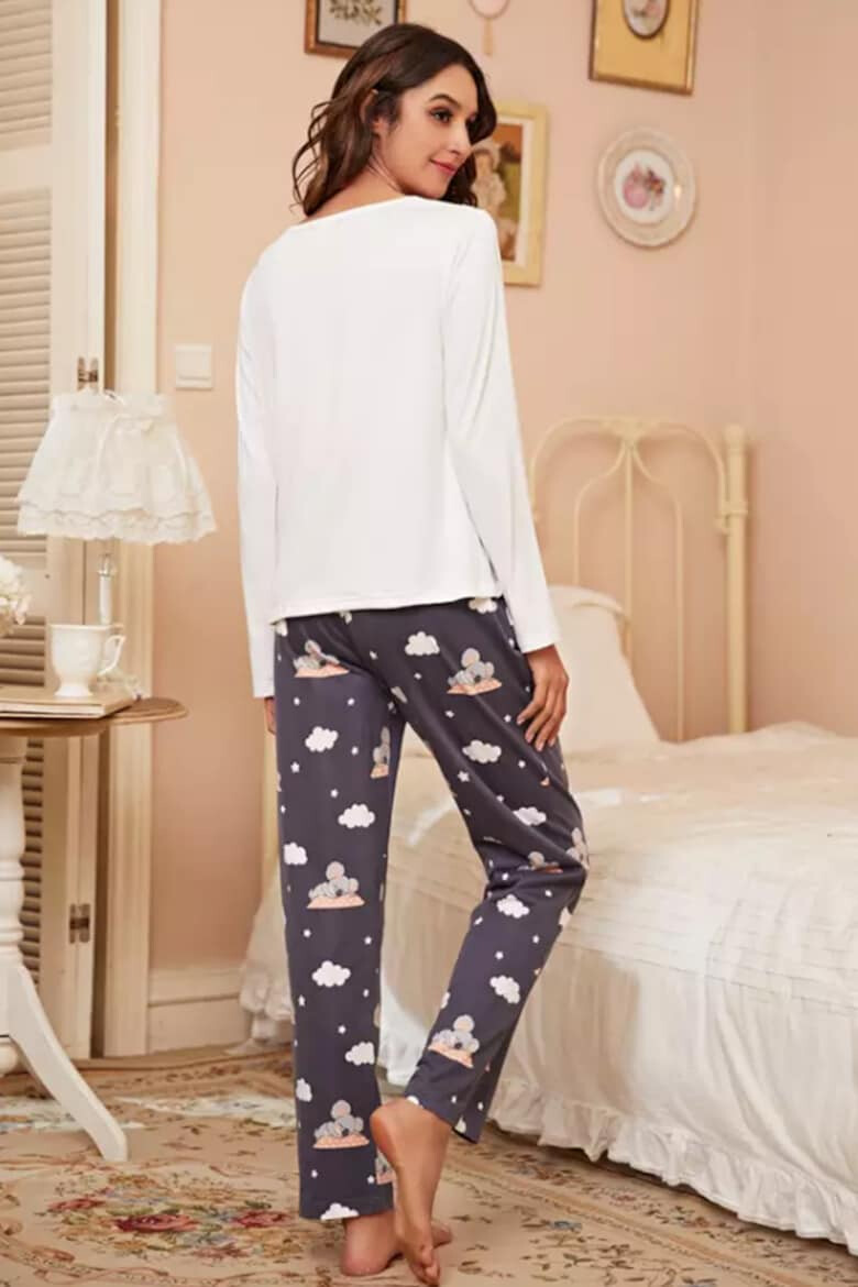 EFAYN.RO Pijama dama set 2 piese bluza maneca lunga si pantalon lung cu imprimeu koala somnoros EFAYN - Pled.ro