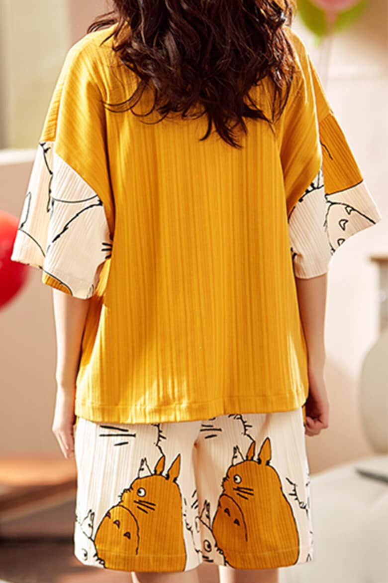 EFAYN.RO Pijama dama set 2 piese bluza maneca scurta si pantaloni scurti model cu pisica jucausa tematica I love cats EFAYN - Pled.ro