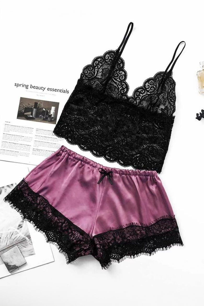 EFAYN.RO Pijama sexy dama set 2 piese top bretele reglabile si pantaloni scurti model mystic love EFAYN - Pled.ro