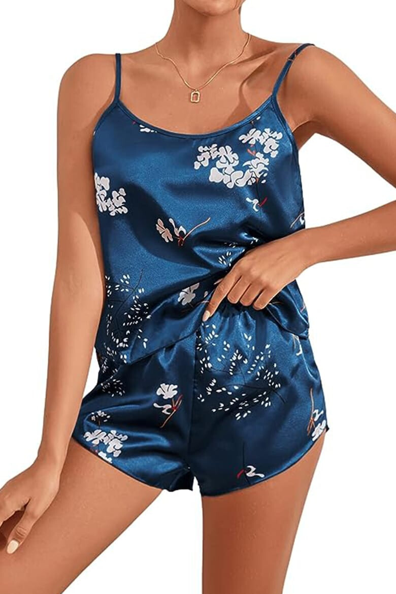 EFAYN.RO Pijama sexy dama set 2 piese top senzual bretele reglabile si pantaloni scurti model casual dream flowers EFAYN - Pled.ro