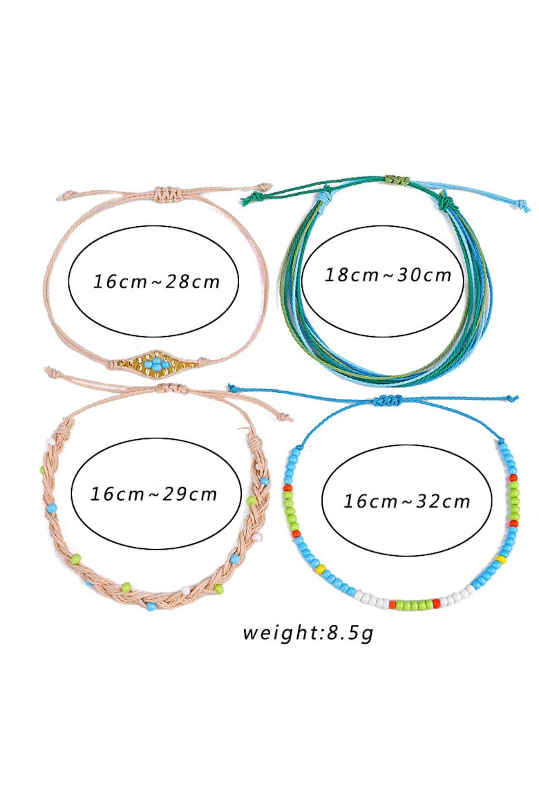 EFAYN.RO Set 4 bratari dama model vara din sfoara si margele albe albastre si verzi EFAYN RO - Pled.ro
