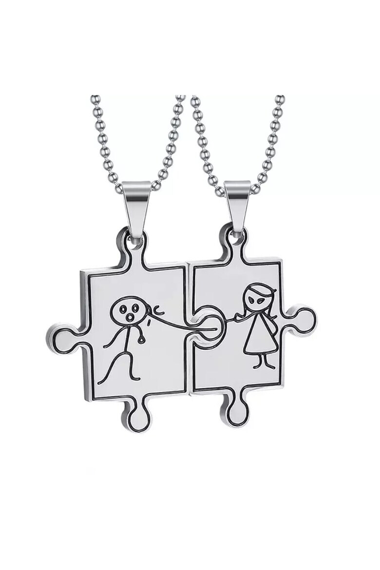 EFAYN.RO Set lant cuplu cu pandantiv puzzle model geometric cute couple unisex EFAYN - Pled.ro